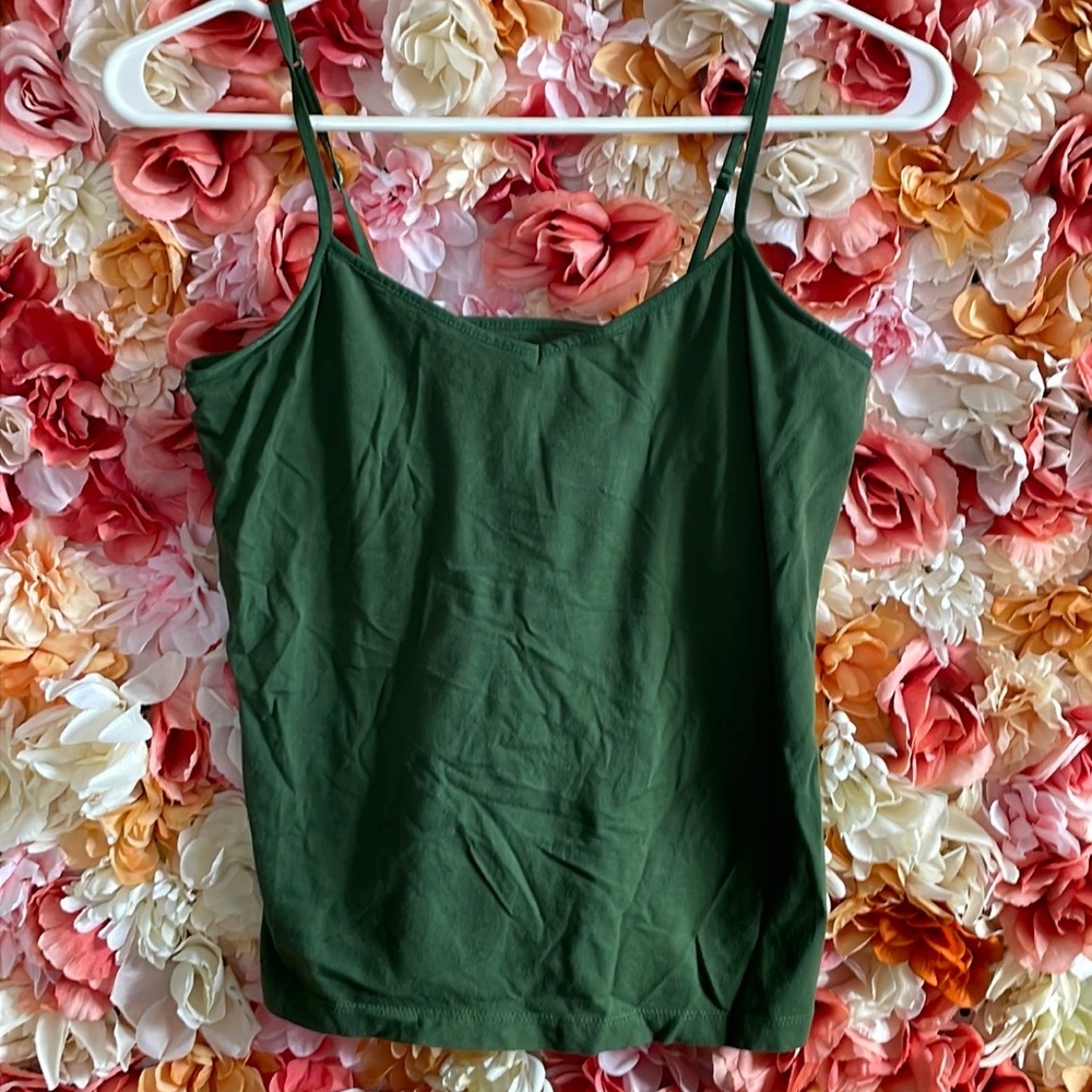 Green tank top with built in bra